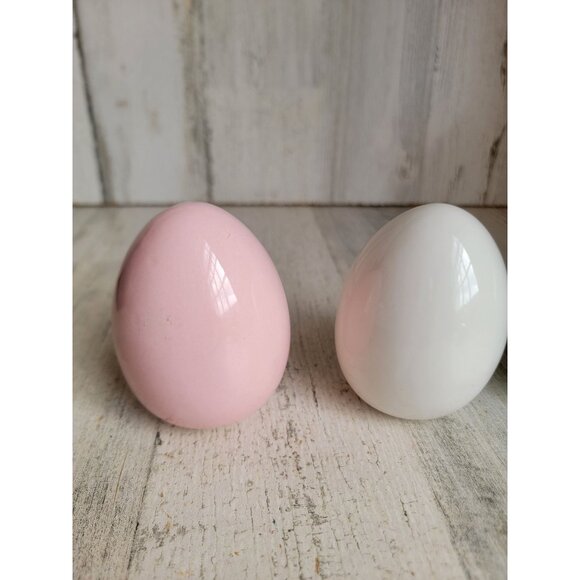 Ceramic pastel egg Easter spring home decor figure set - Picture 2 of 6
